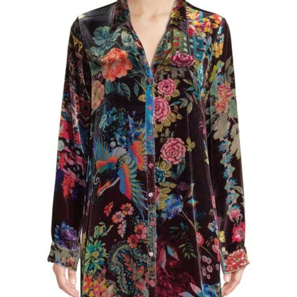 Johnny Was Tops - Johnny Was Dream velvet button up shirt/jacket NWT RARE
